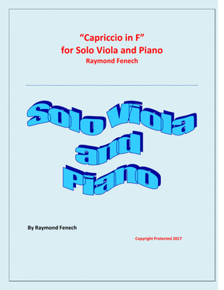 Book cover for "Capriccio in F" - for Solo Viola and Piano.