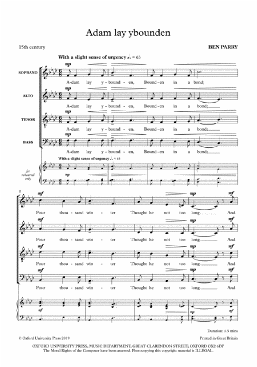 Adam lay ybounden 4-Part scores gallery preview page 3