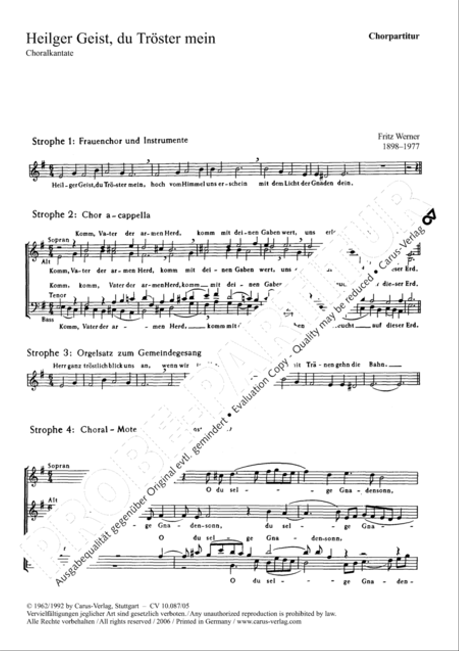 Heilger Geist, du Troster mein 4-Part scores gallery preview page 2