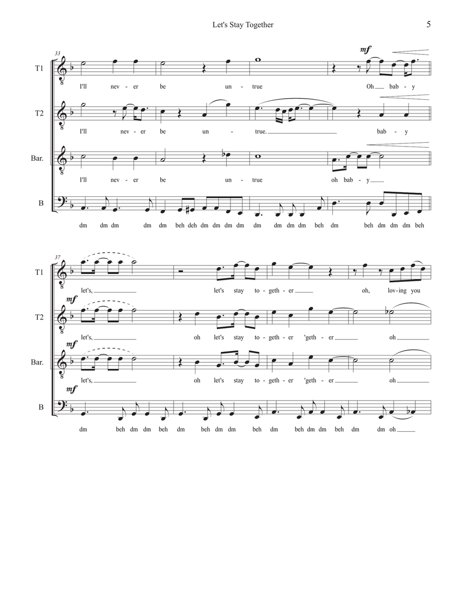 Let's Stay Together TTBB scores gallery preview page 5