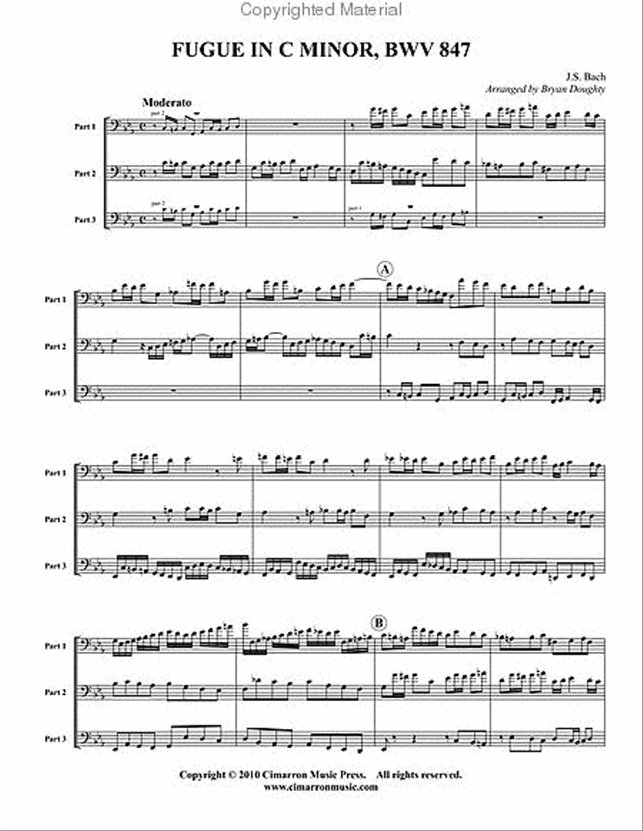 Fugue in c minor, BWV 847 Brass Trio scores gallery preview page 2