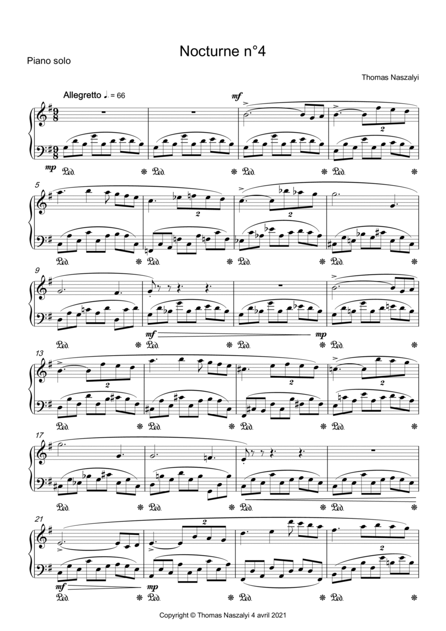 Nocturne n°4 Piano Solo scores gallery preview page 1