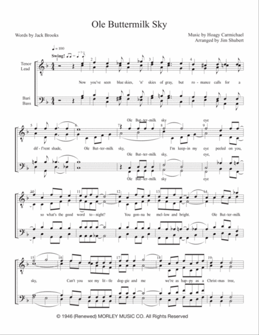 Ole Buttermilk Sky Ole Buttermilk Sky TTBB scores gallery preview page 1