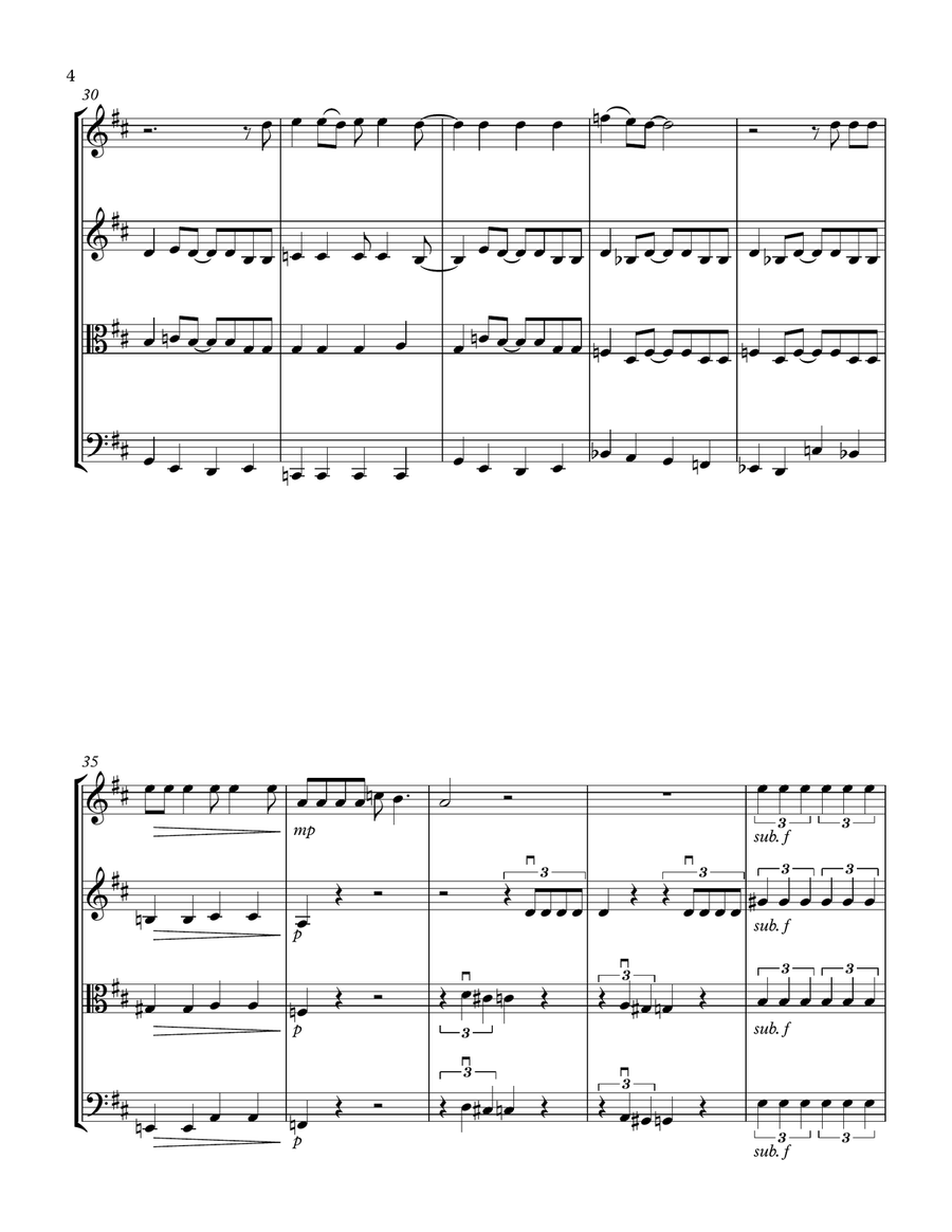 Crazy Little Thing Called Love String Quartet scores gallery preview page 4
