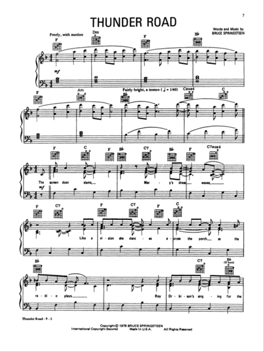 Bruce Springsteen Born To Run Piano, Vocal, Guitar scores gallery preview page 5
