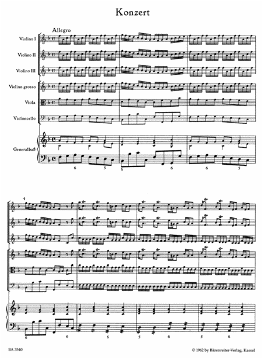 Concerto for three Violins, Strings and Basso continuo F major TWV 53:F1 String Orchestra scores gallery preview page 2