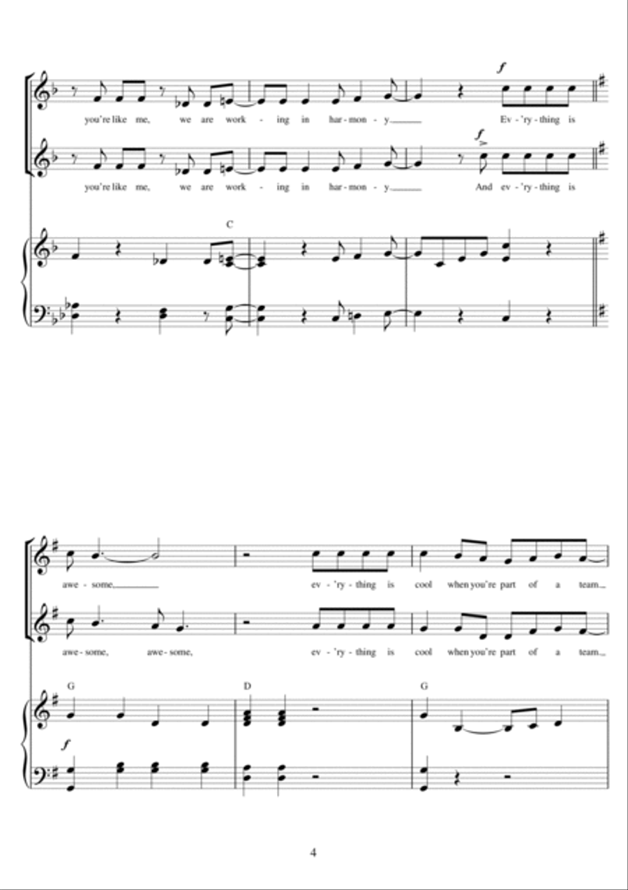 Everything Is Awesome (from The Lego Movie) (feat. The Lonely Island) Choir scores gallery preview page 4