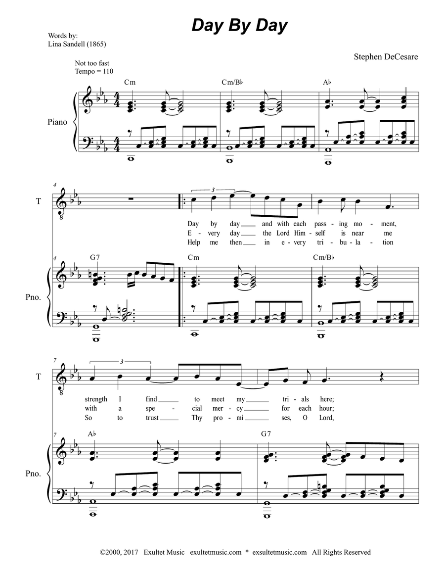 Day By Day (Tenor Solo) Tenor Voice scores gallery preview page 1