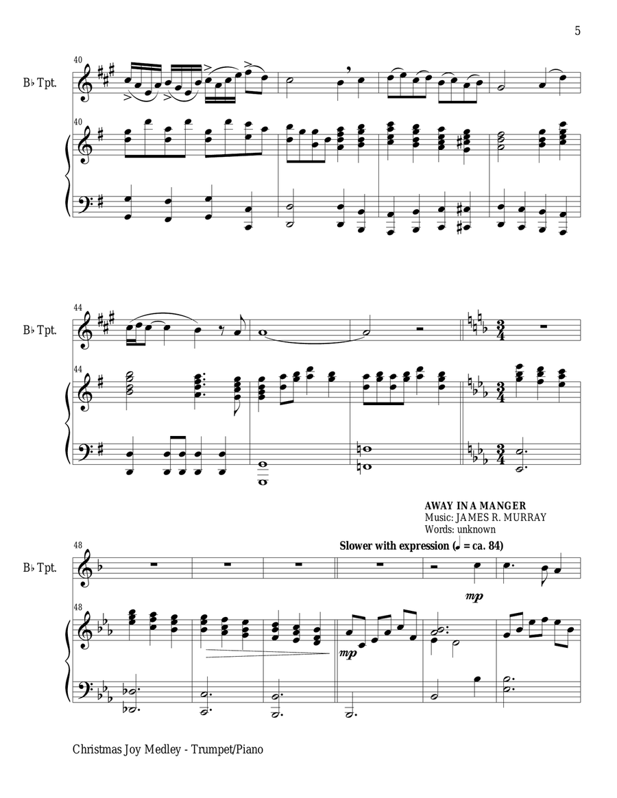 CHRISTMAS JOY MEDLEY (Bb Trumpet/Piano and Trumpet Part) Trumpet Solo scores gallery preview page 5