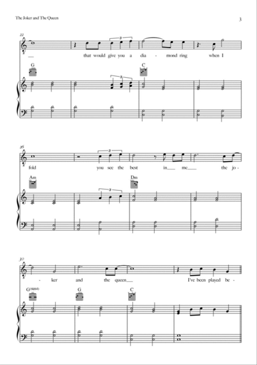 The Joker And The Queen (feat. Taylor Swift) Piano, Vocal, Guitar scores gallery preview page 3