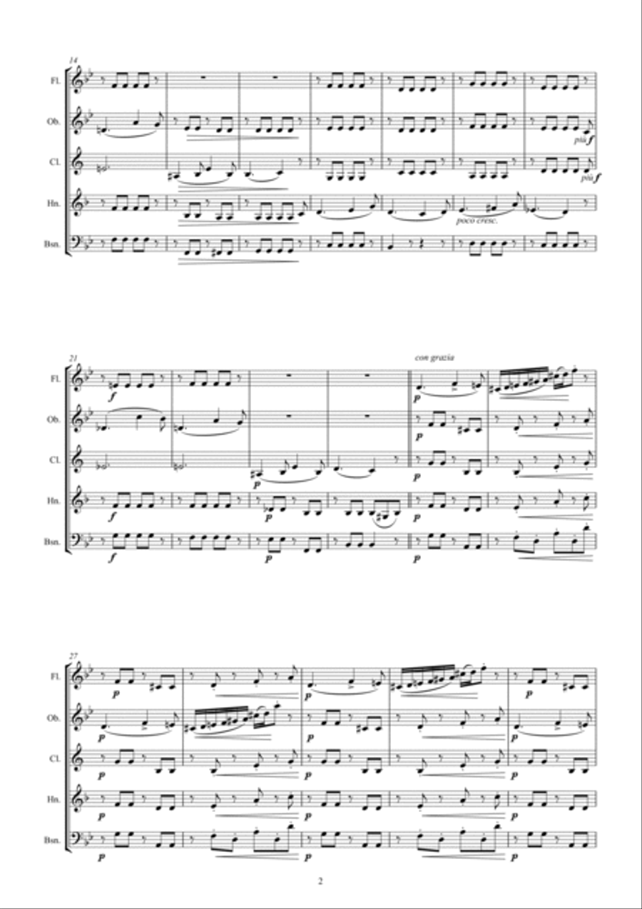 Tchaikovsky: The Seasons Op37 No.4 April (Snowdrop) Woodwind Quintet scores gallery preview page 4