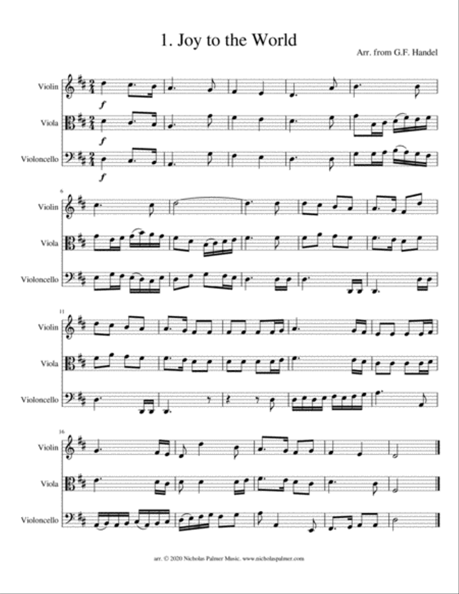 10 Christmas Carol Arrangements for String Trio String Trio scores gallery preview page 2