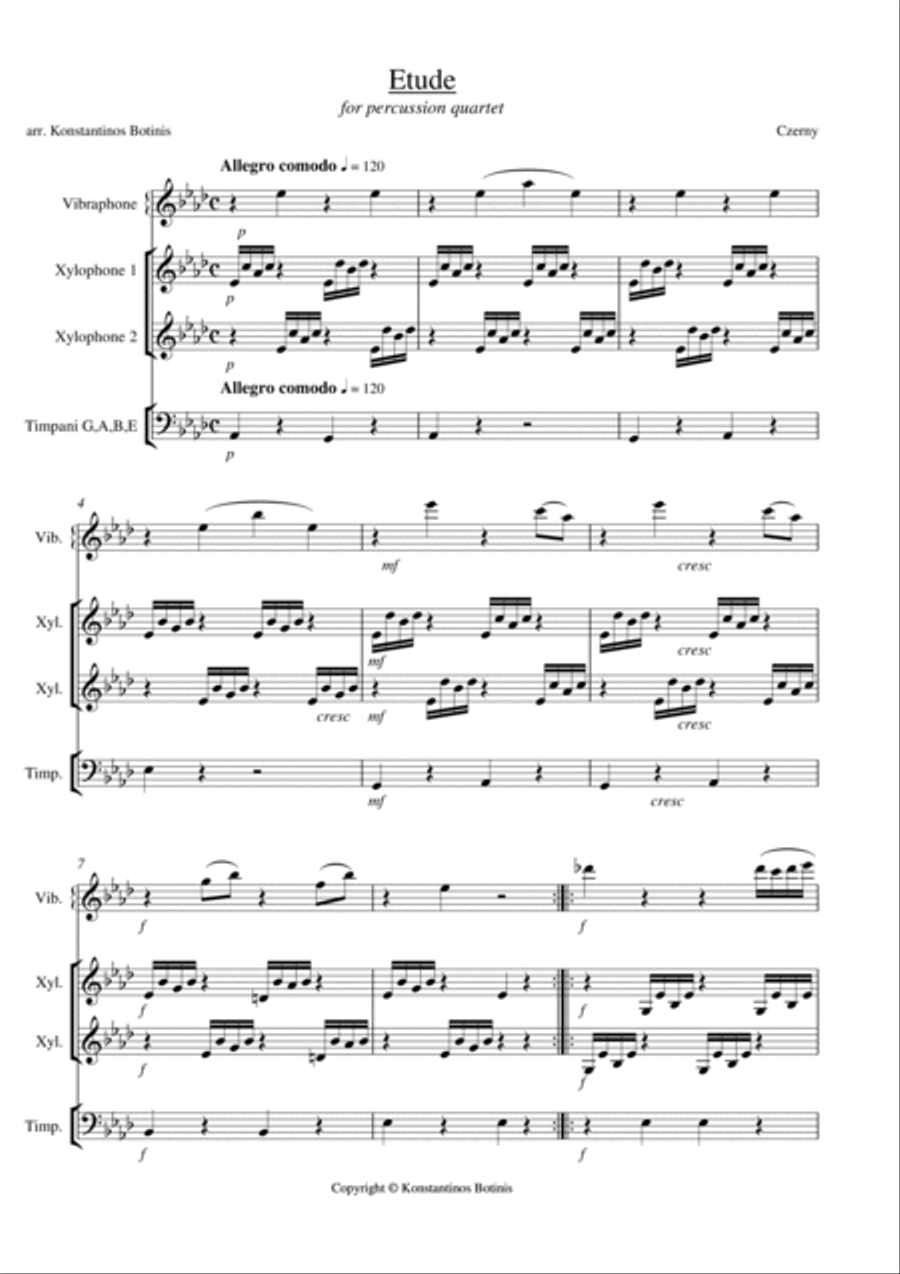 Czerny Etude for percussion quartet Percussion scores gallery preview page 2