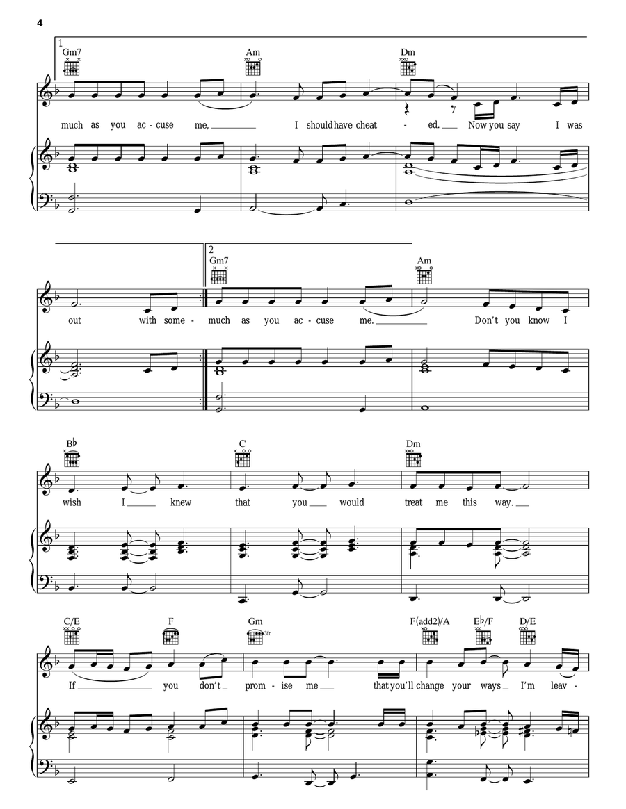 I Should Have Cheated Piano, Vocal, Guitar scores gallery preview page 4