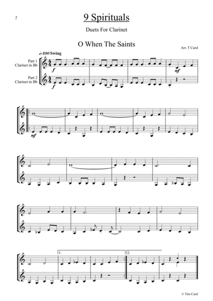 9 Spirituals, Duets For Clarinet. image number null