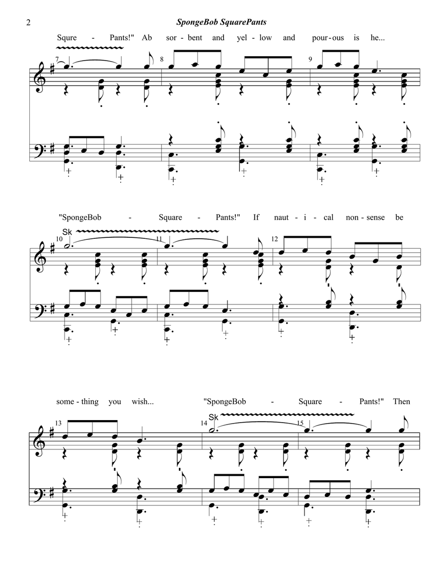 Spongebob Squarepants Theme Song Handbell Choir scores gallery preview page 3