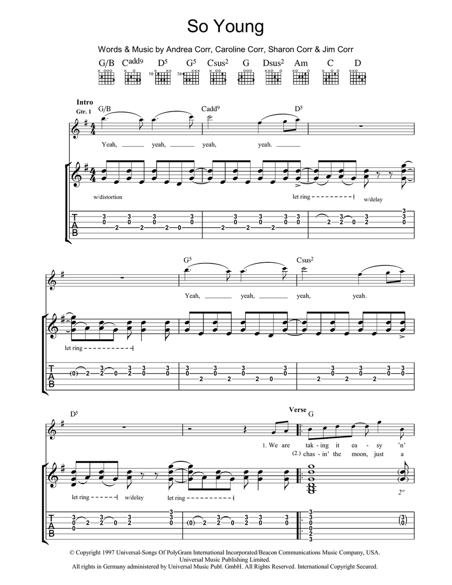 So Young Acoustic Guitar scores gallery preview page 1
