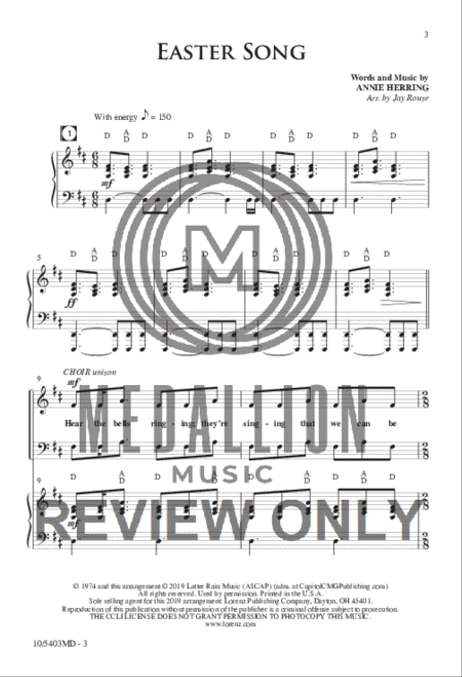 Easter Song 4-Part scores gallery preview page 2