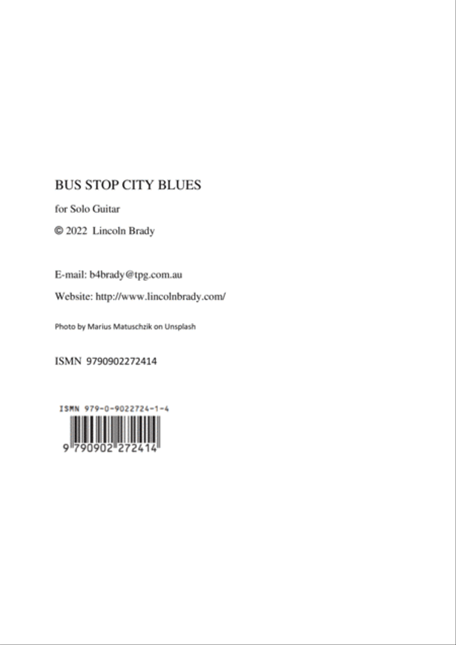 BUS STOP CITY BLUES - Solo Guitar Chamber Music scores gallery preview page 2