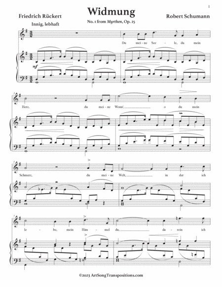 SCHUMANN: Widmung, Op. 25 no. 1 (transposed to G major)