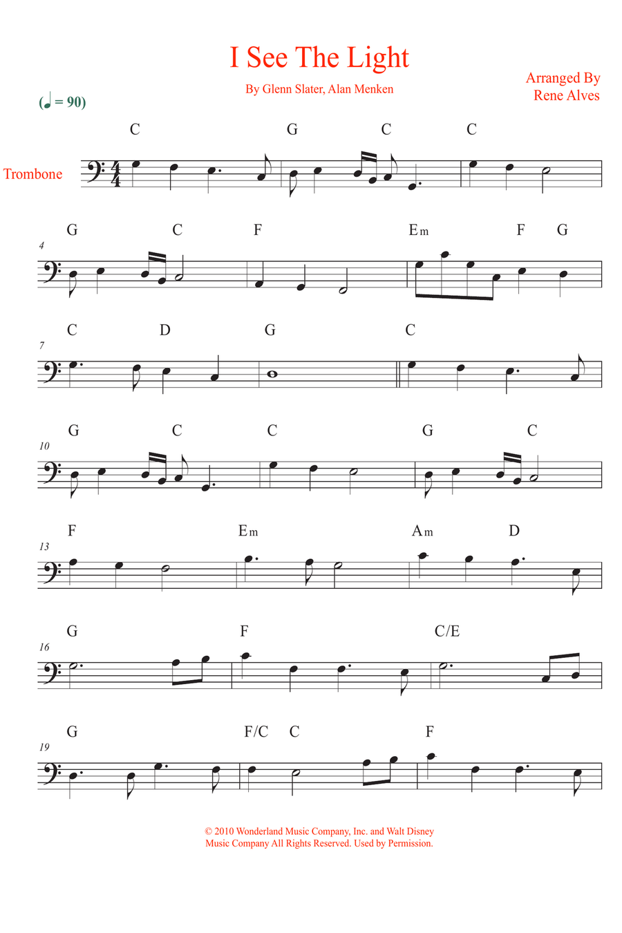 I See The Light Trombone Solo scores gallery preview page 1