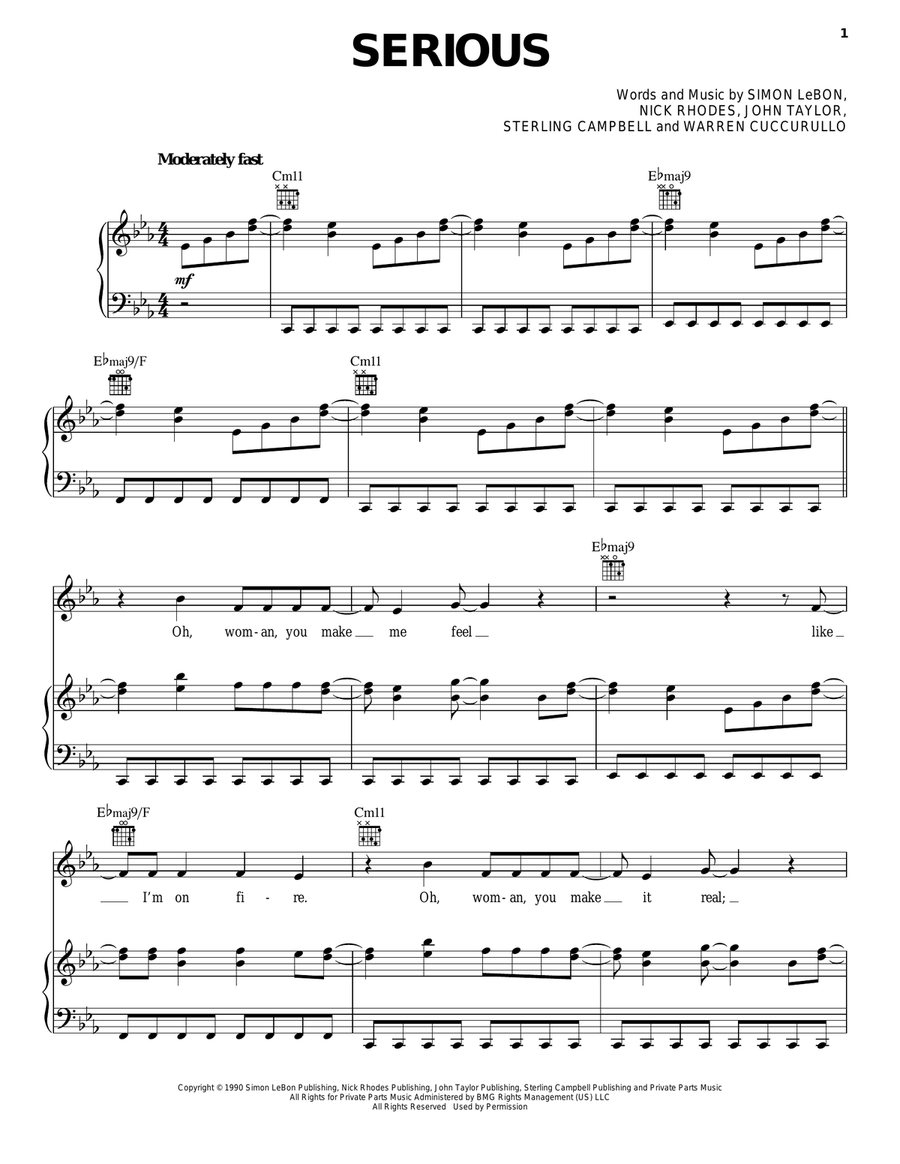 Serious Serious Piano, Vocal, Guitar scores gallery preview page 1