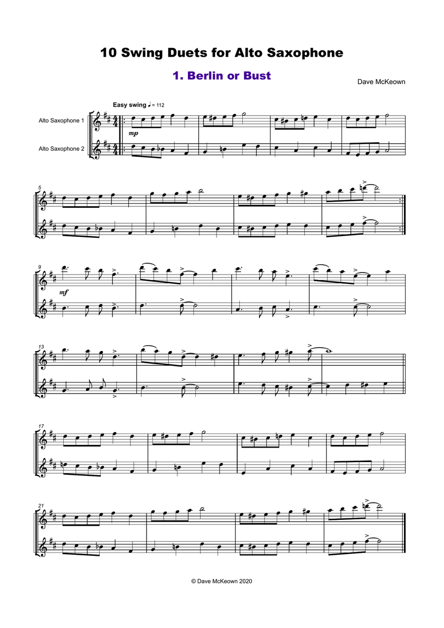 10 Swing Duets for Alto Saxophone Woodwind Duet scores gallery preview page 2