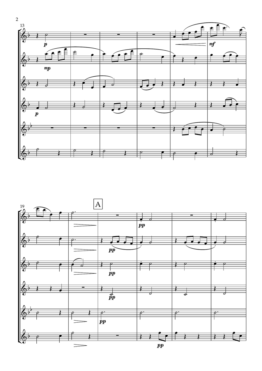 Cantilena. A Modern Lullaby For Flute Choir Flute Choir scores gallery preview page 3