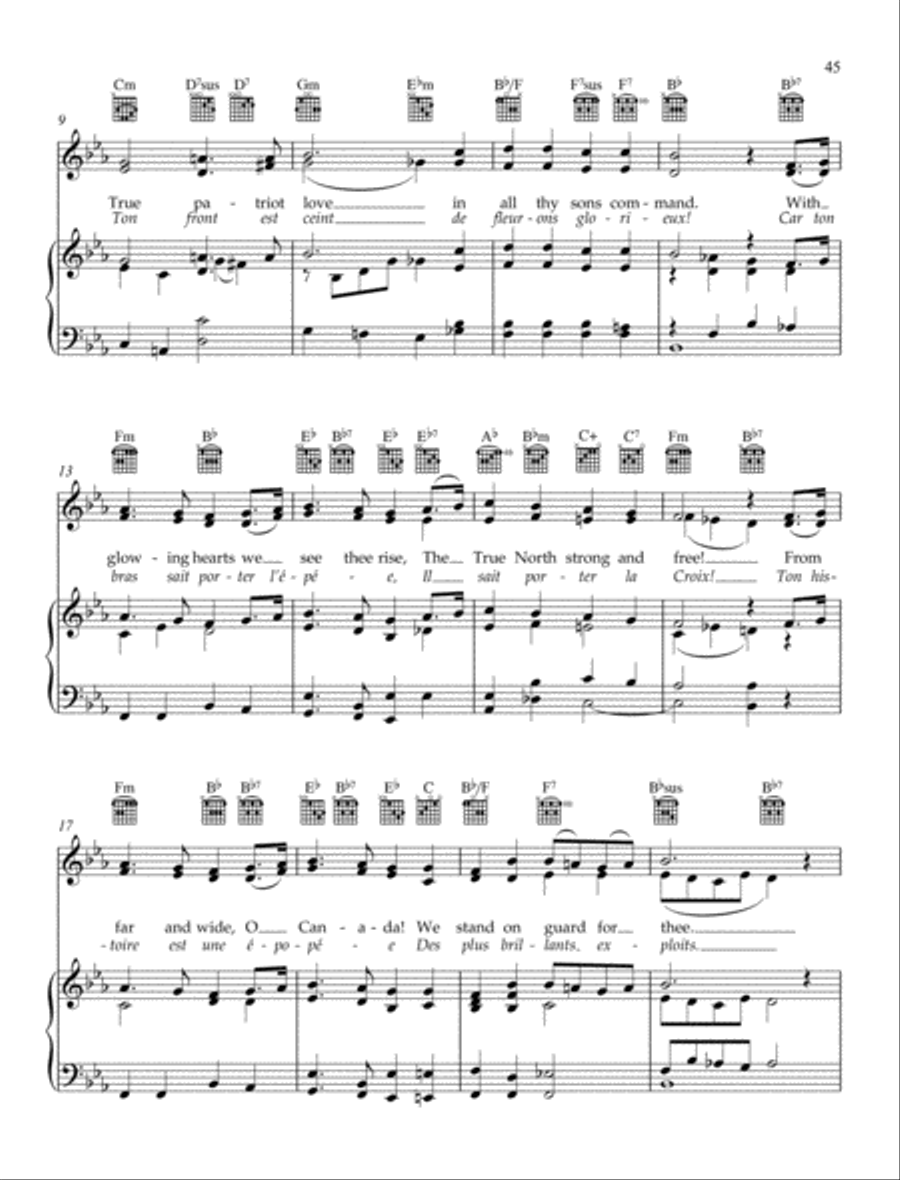 O Canada! O Canada! Piano, Vocal, Guitar scores gallery preview page 2