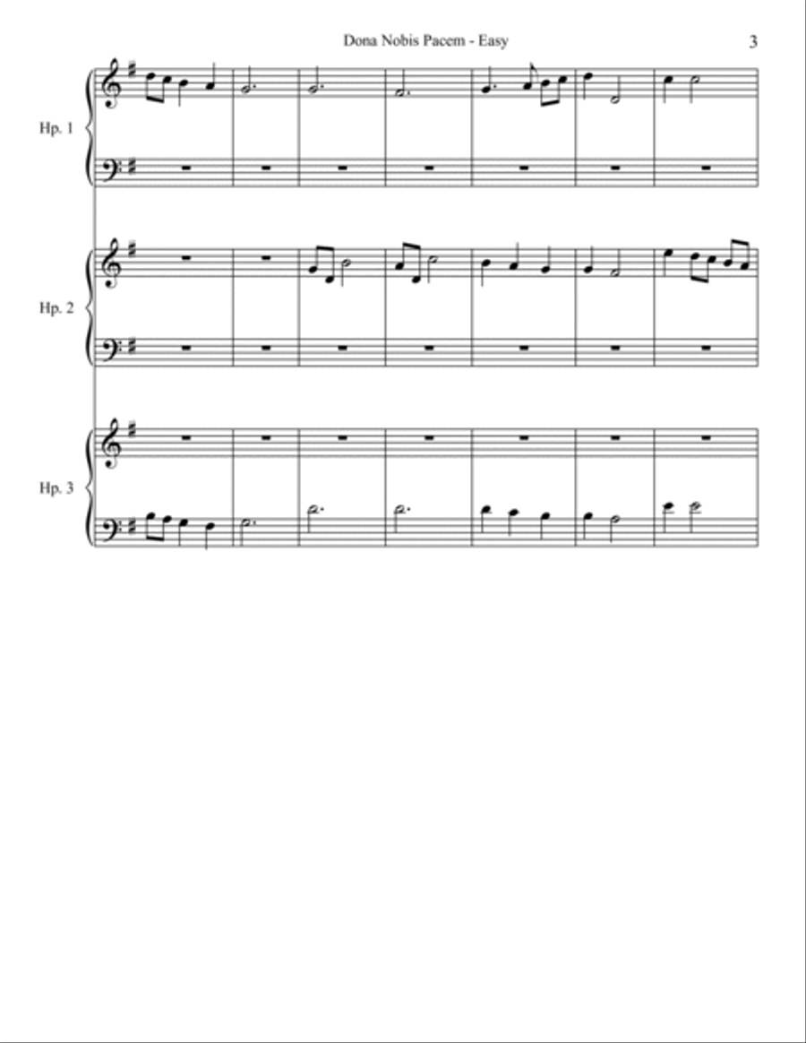 Dona Nobis Pacem - Easy Harp scores gallery preview page 3