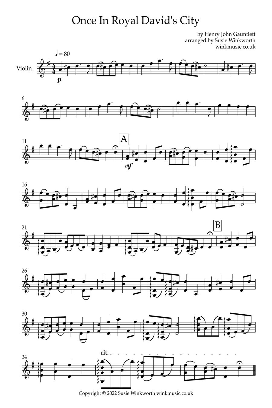 Traditional Christmas Carols for solo violin, Book 1 Violin Solo scores gallery preview page 4
