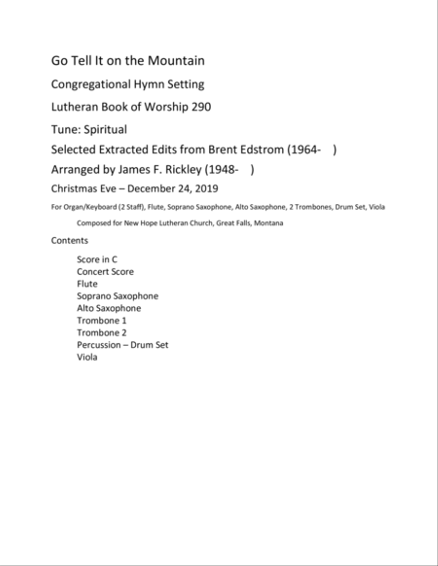 Go Tell It on the Mountain Congregational Hymn Setting SA scores gallery preview page 1
