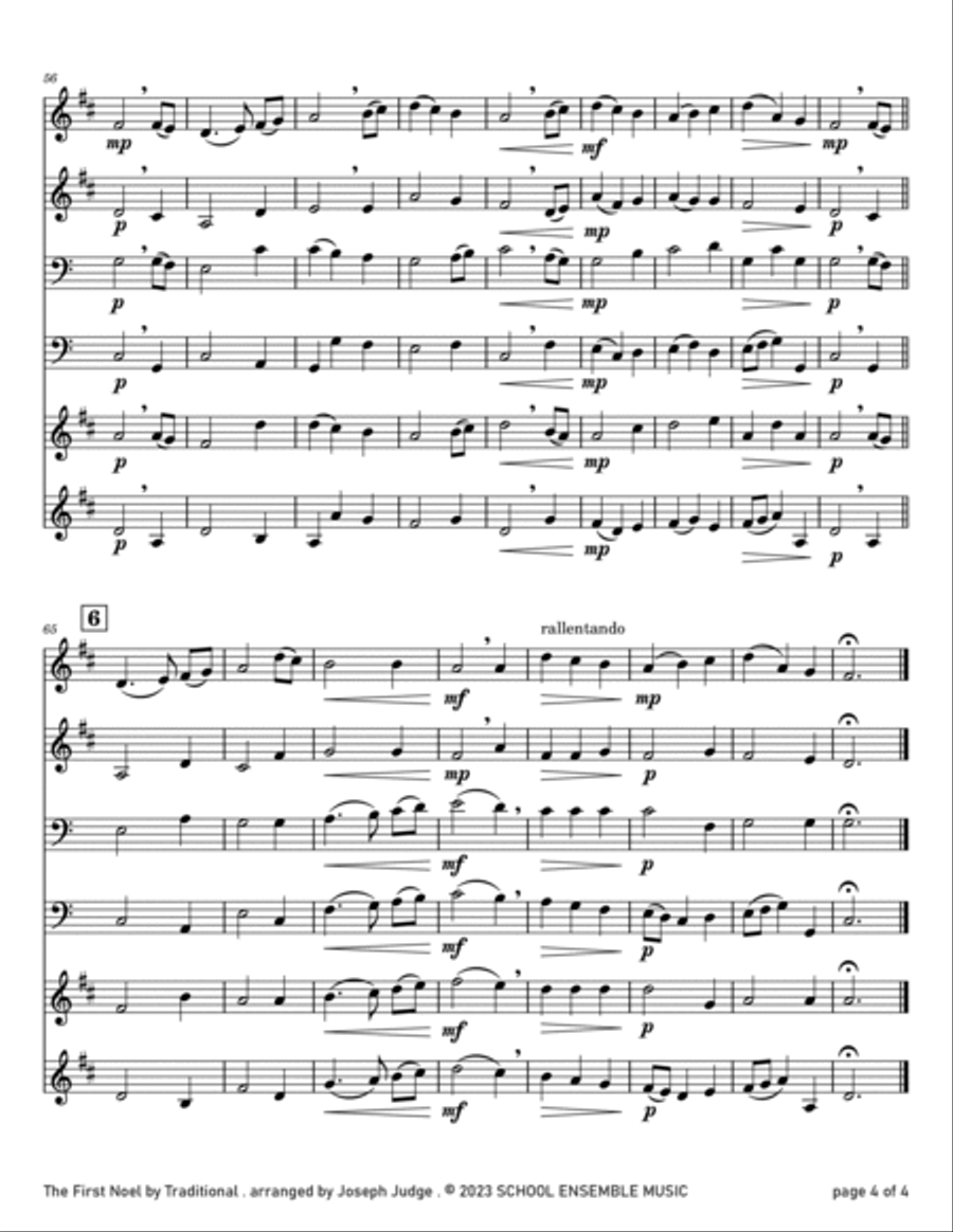 The First Noel for Brass Quartet in Schools Brass Quartet scores gallery preview page 4