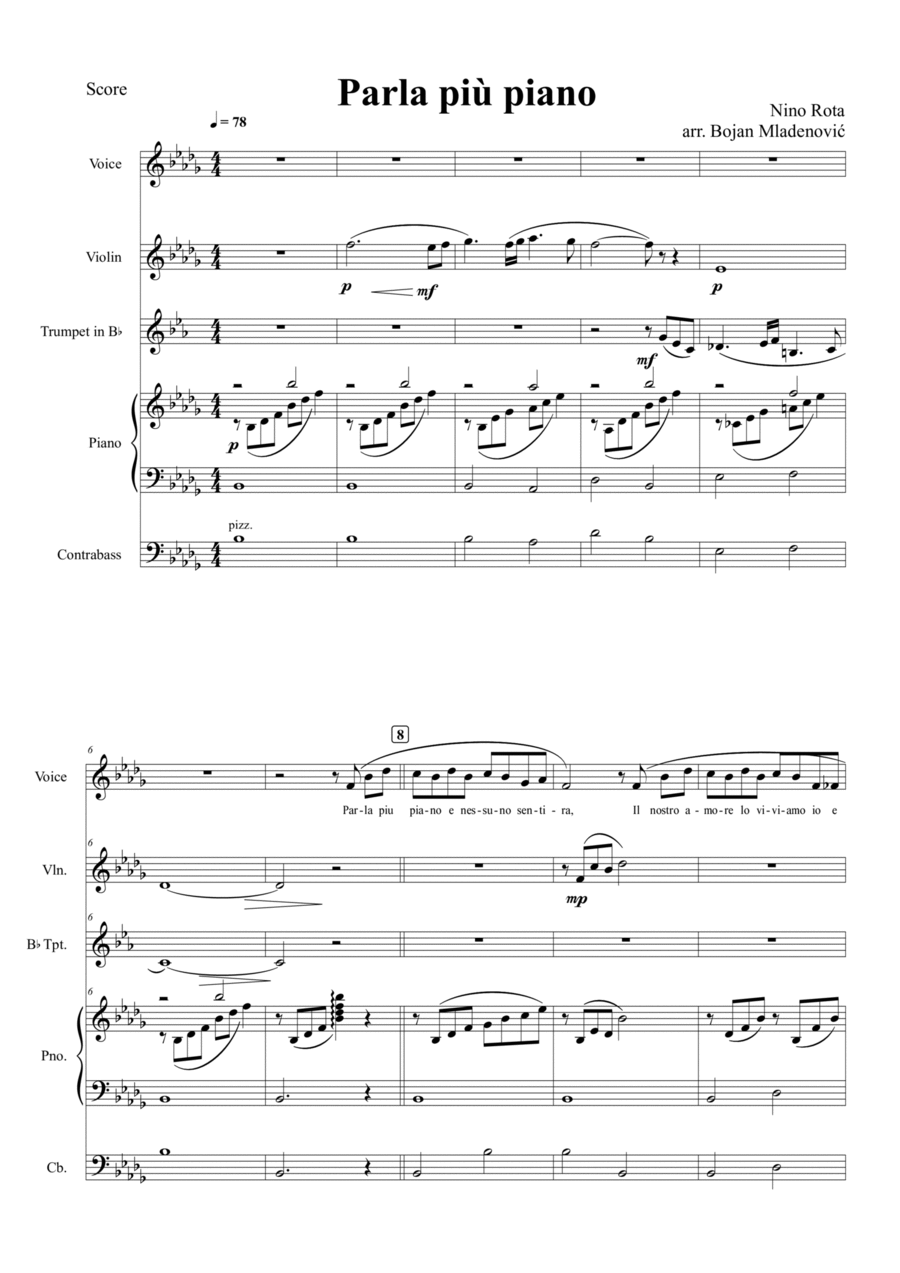 Parla Piu Piano Double Bass scores gallery preview page 1