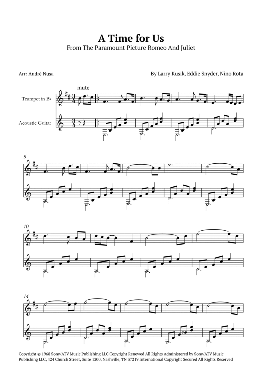 A Time For Us (love Theme) Trumpet Duet scores gallery preview page 1