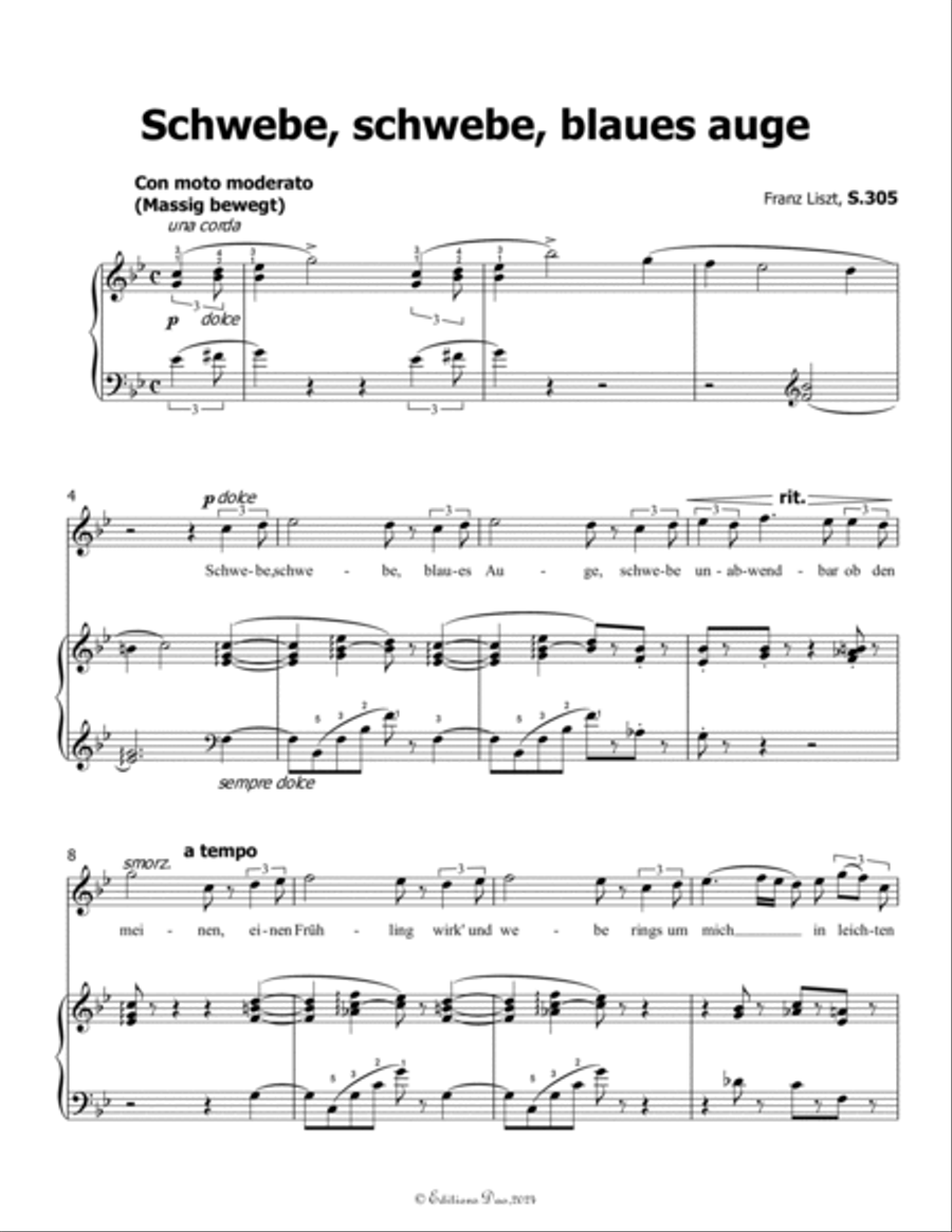 Schwebe, schwebe, blaues auge, by Liszt, S.305, in B flat Major Voice scores gallery preview page 3
