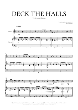 Deck The Halls (Violin and Piano) - Christmas Carol