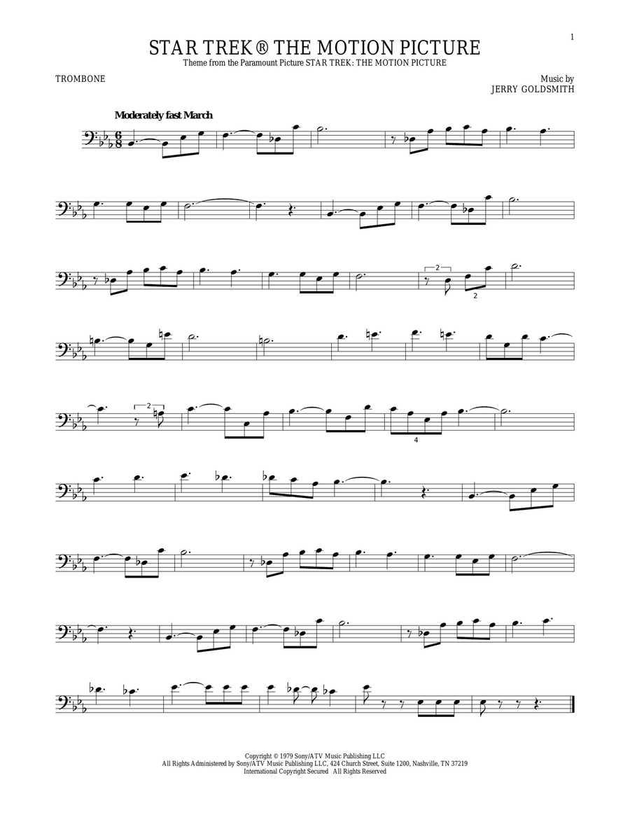 Star Trek The Motion Picture Trombone Solo scores gallery preview page 1