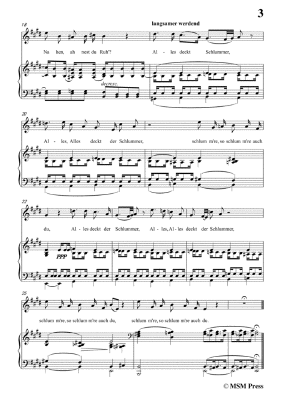 Schubert-Bertha's Lied in der Nacht(Bertha's Night Song),D.653,in E Major,for Voice&Piano Voice scores gallery preview page 5