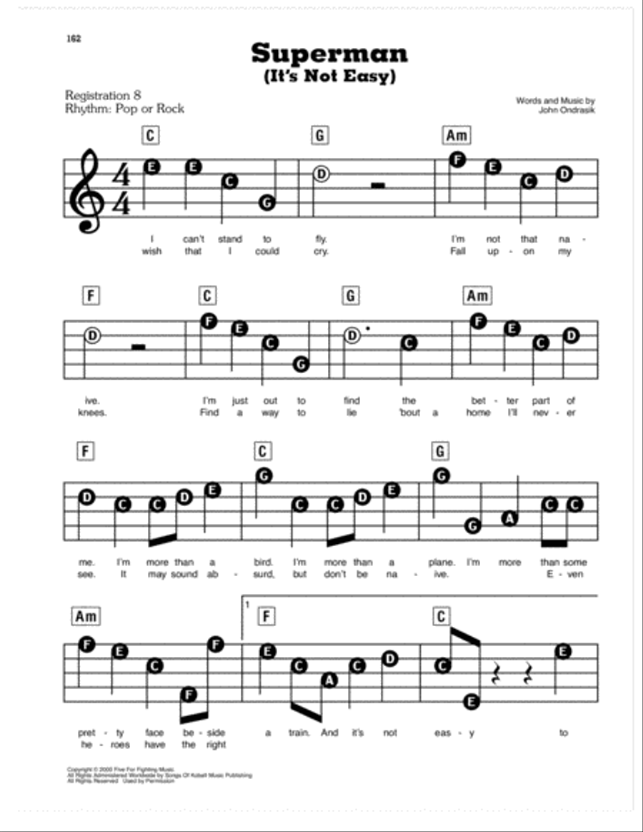 Superman (It's Not Easy) Electronic Keyboard scores gallery preview page 1