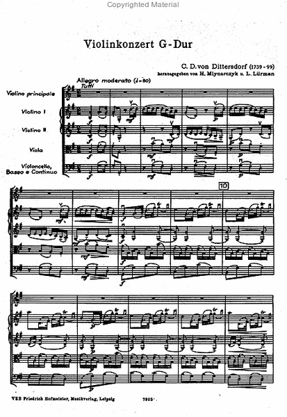 Konzert fur Violine und Orchester G-Dur / Partitur