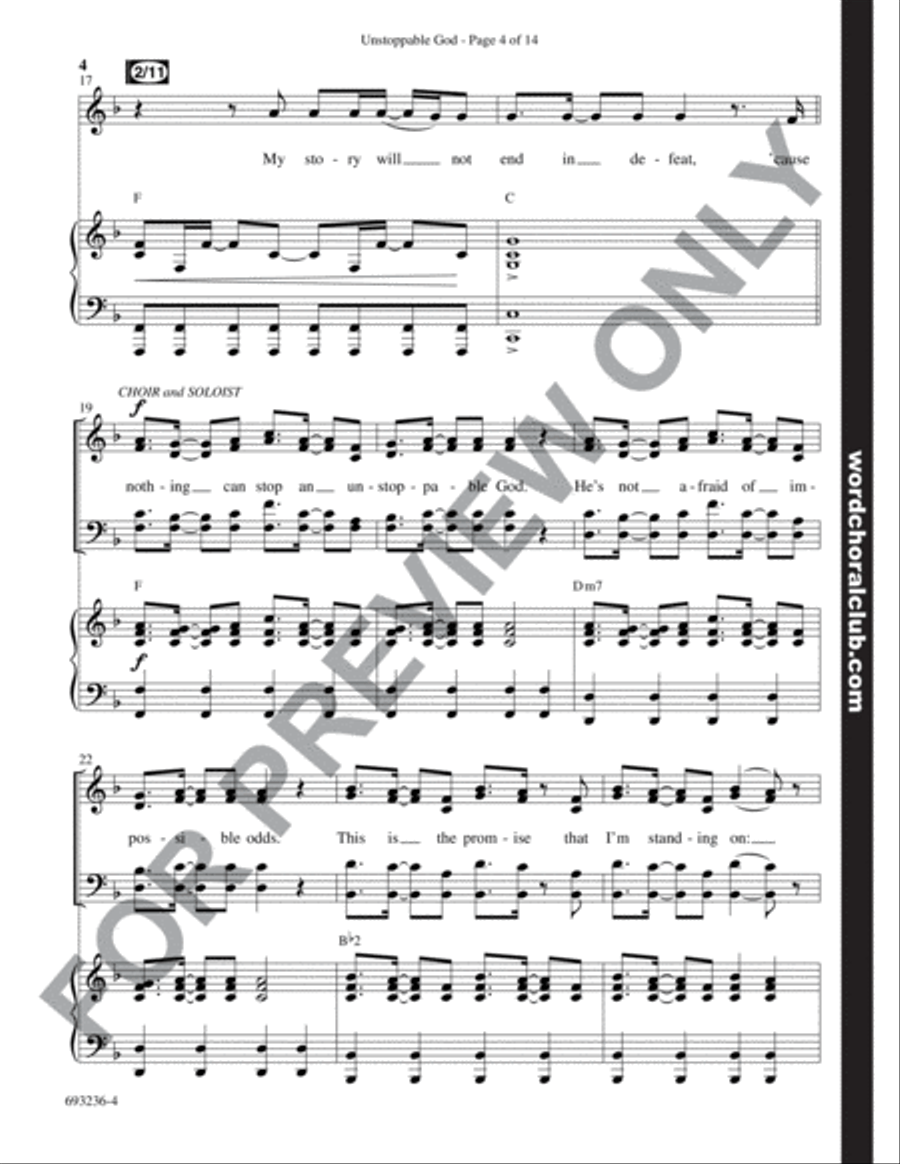 Unstoppable God - Anthem 4-Part scores gallery preview page 5