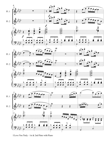 I LOVE YOU TRULY (Trio – Flute 1, Flute 2, and Piano with Score and Flt Parts) image number null