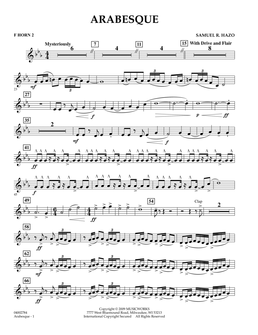 Arabesque - F Horn 2 Arabesque - F Horn 2 Horn scores gallery preview page 1