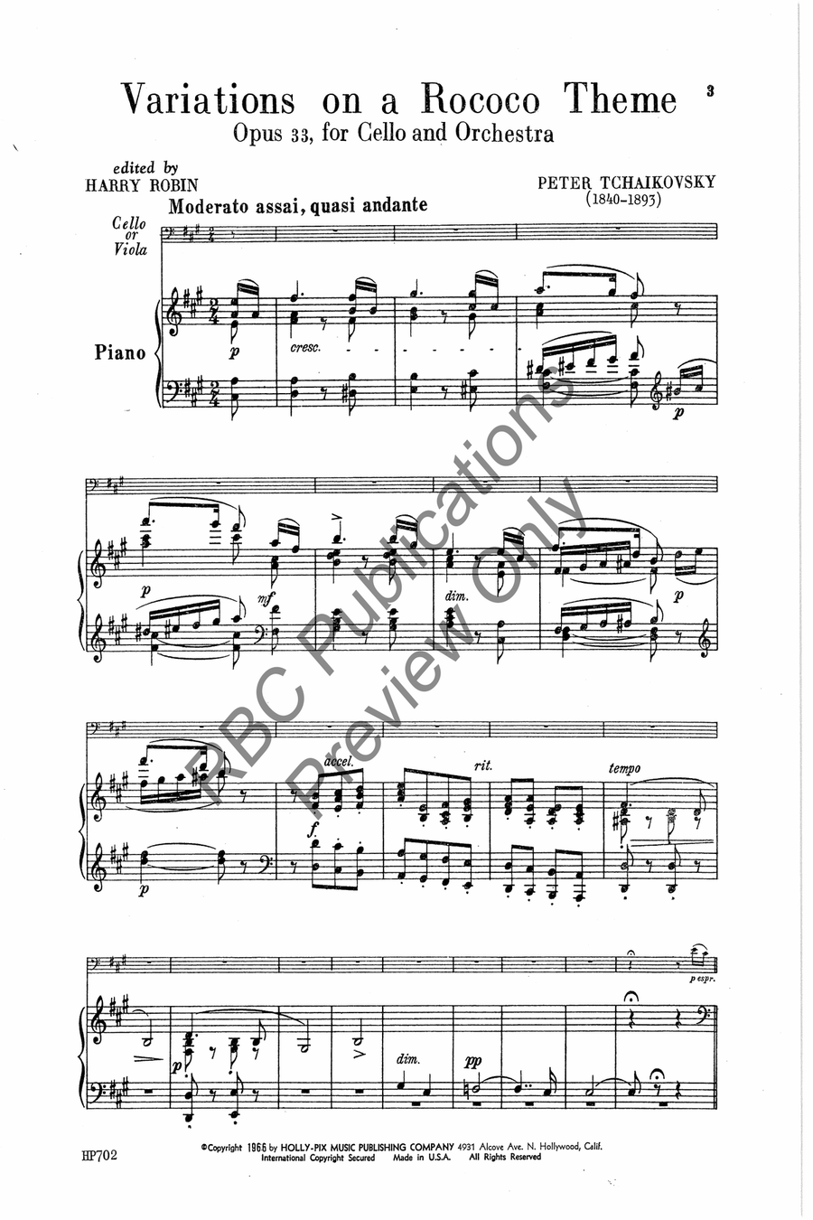 Variations On A Rococo Theme Viola scores gallery preview page 4