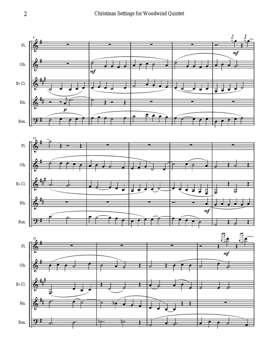 Christmas Settings for Woodwind Quintet Woodwind Quintet scores gallery preview page 2