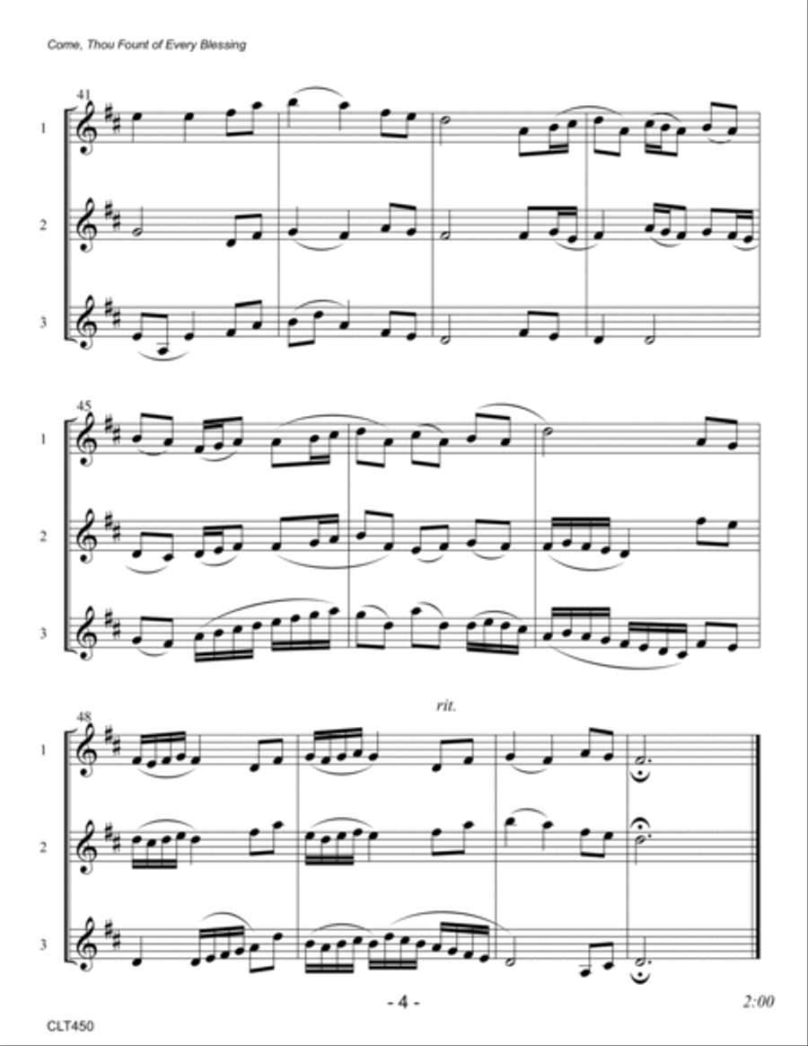 COME THOU FOUNT OF EVERY BLESSING - CLARINET TRIO (unaccompanied) Clarinet Trio scores gallery preview page 4