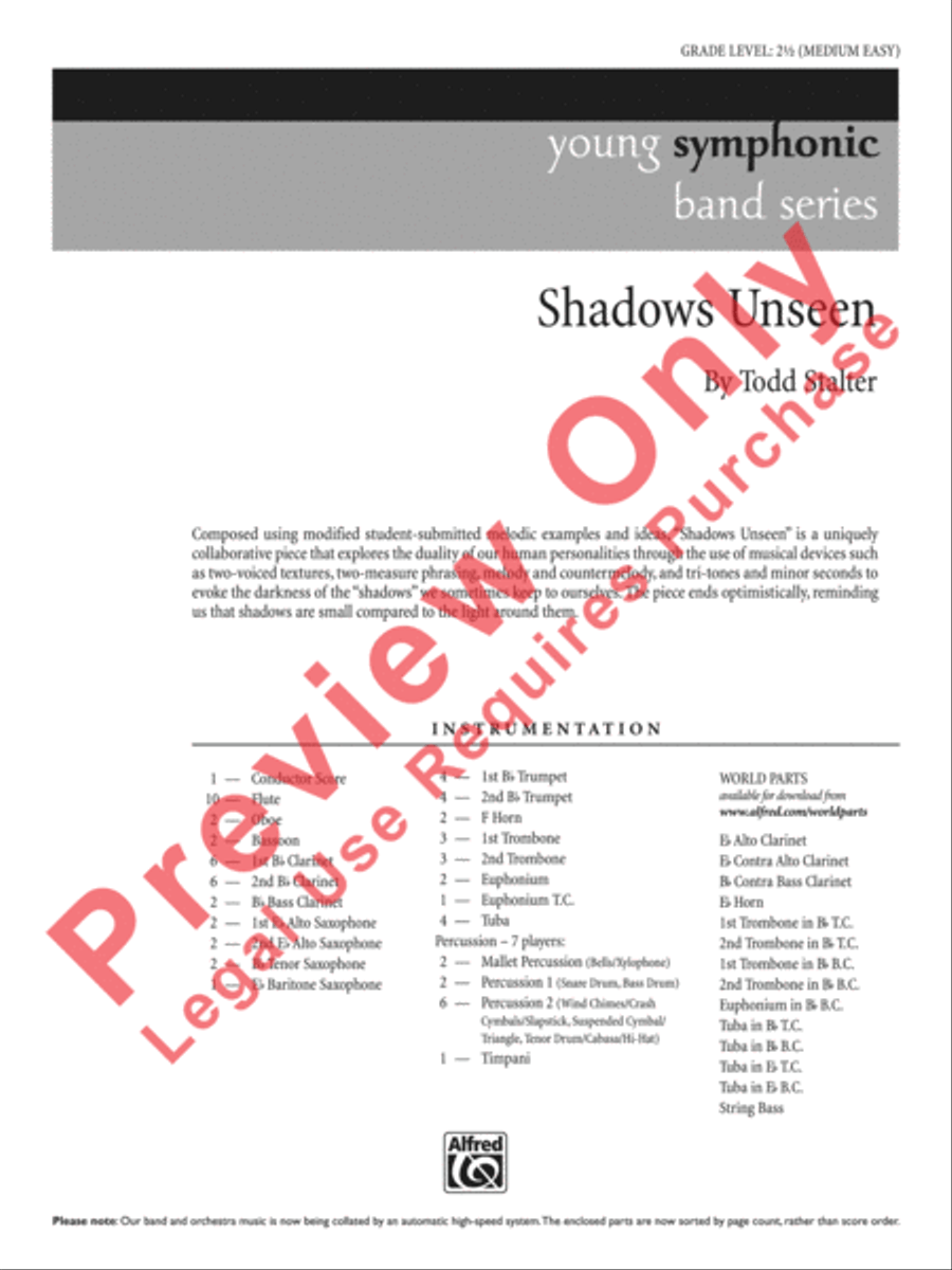 Shadows Unseen Concert Band scores gallery preview page 2