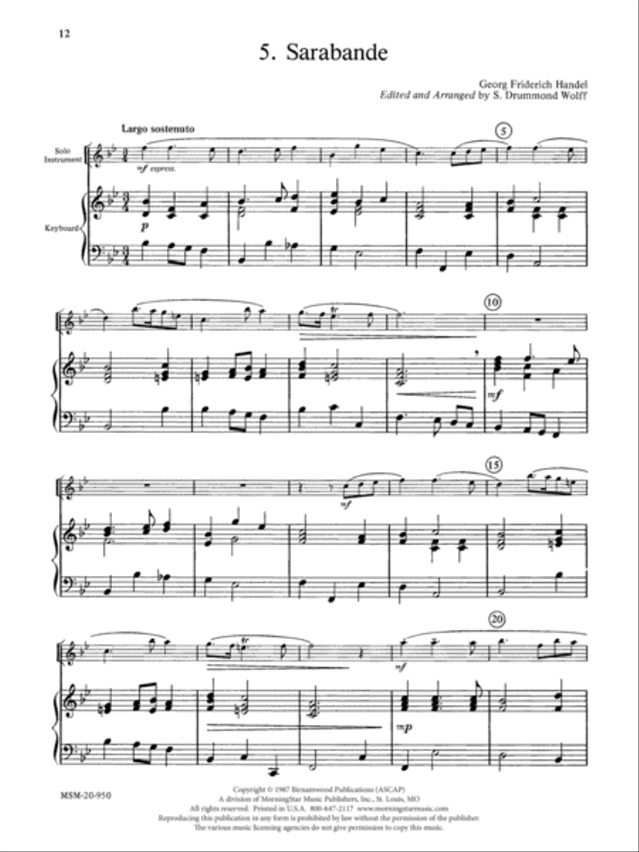 Sarabande (from Oboe Concerto) Piano scores gallery preview page 1