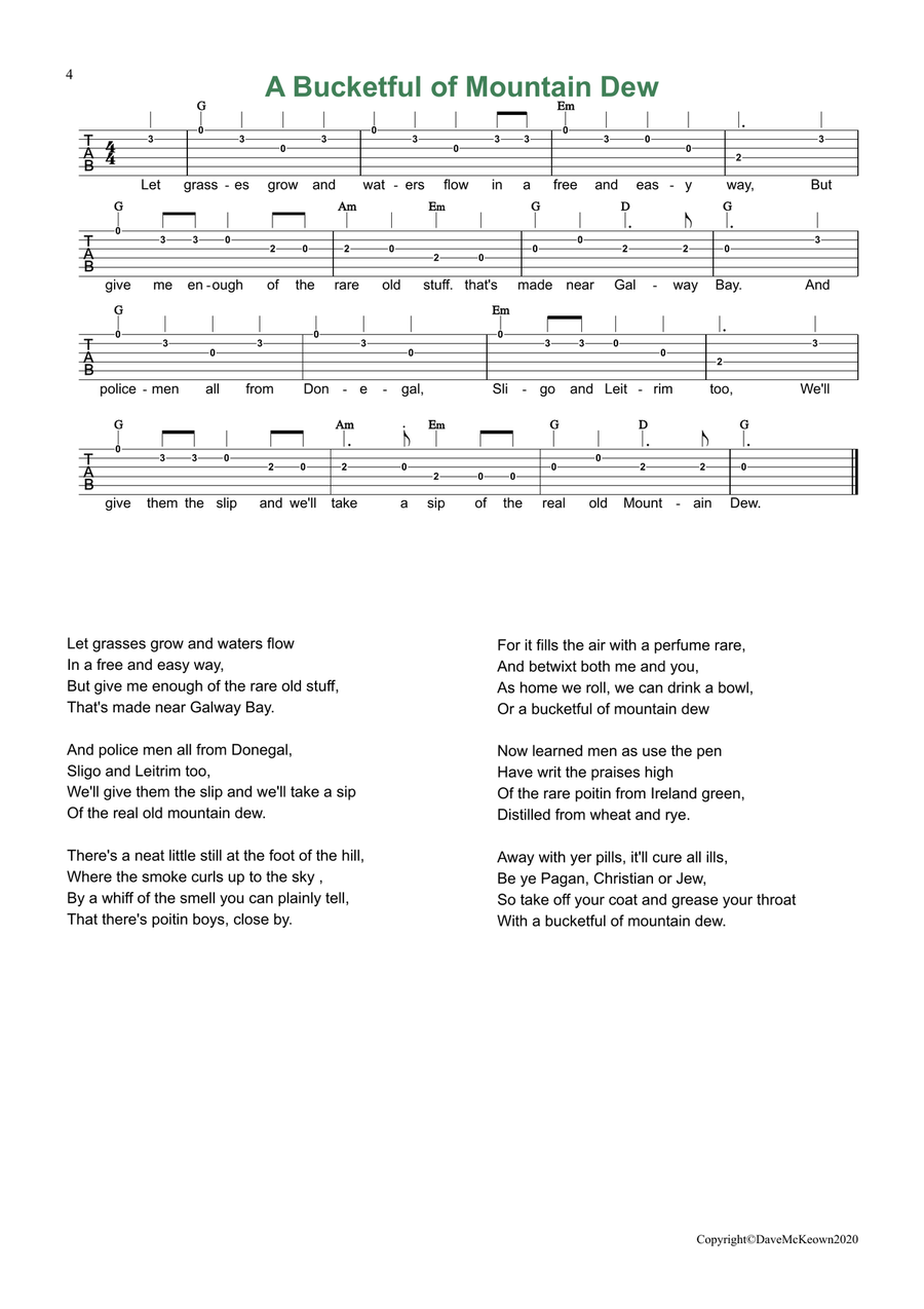 24 Favourite Songs of Ireland, for Guitar Tab EADGBE Acoustic Guitar scores gallery preview page 4